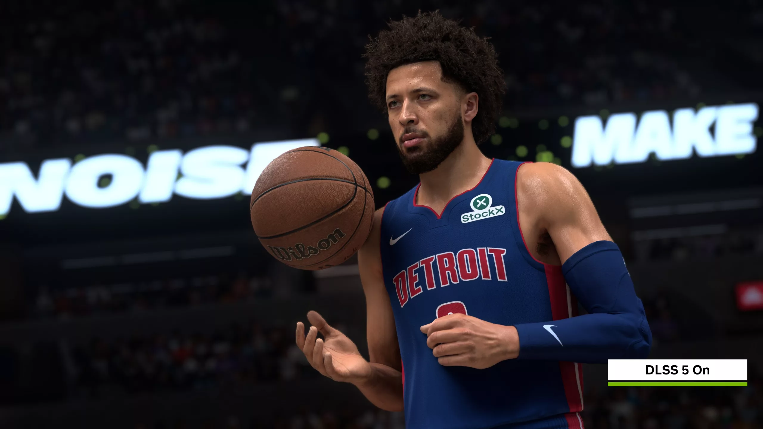 Um jogador do NBA 2K27 com o DLSS 5 ligado