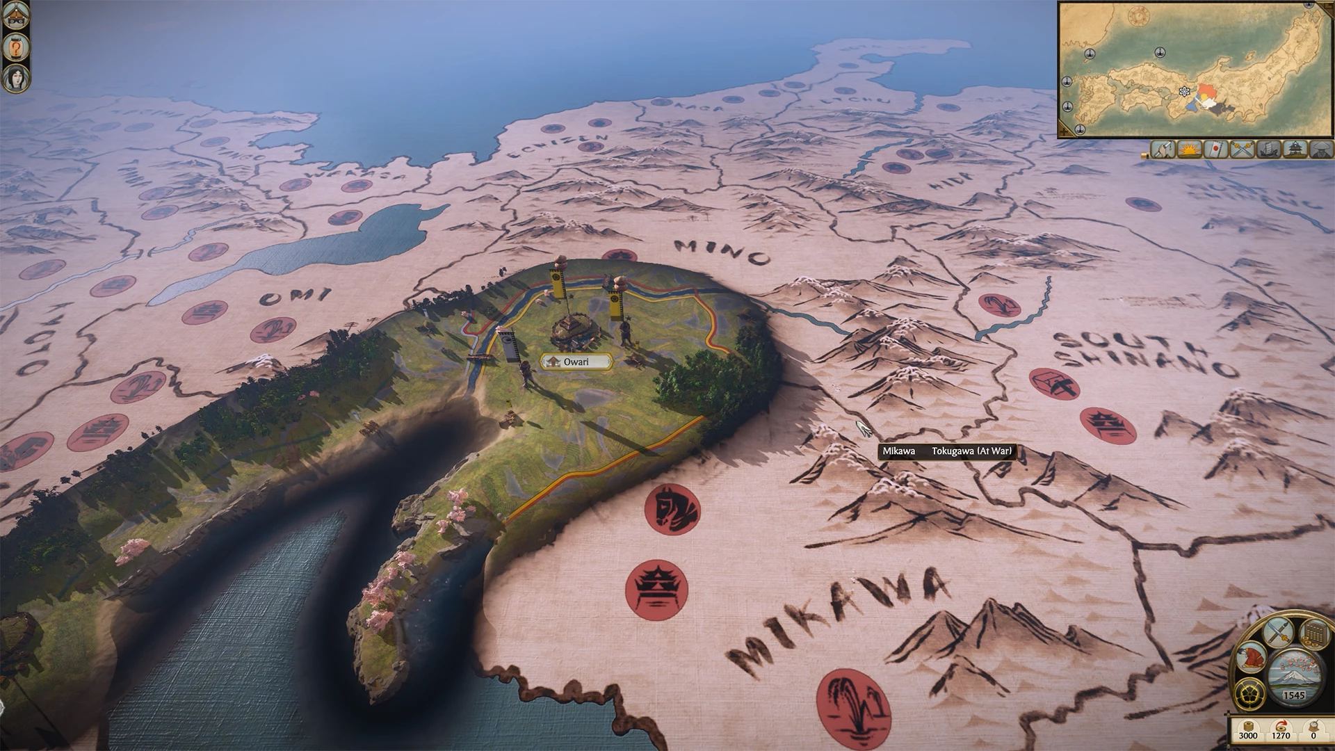 Mapa da campanha de Total War: SHOGUN 2 - Complete Edition