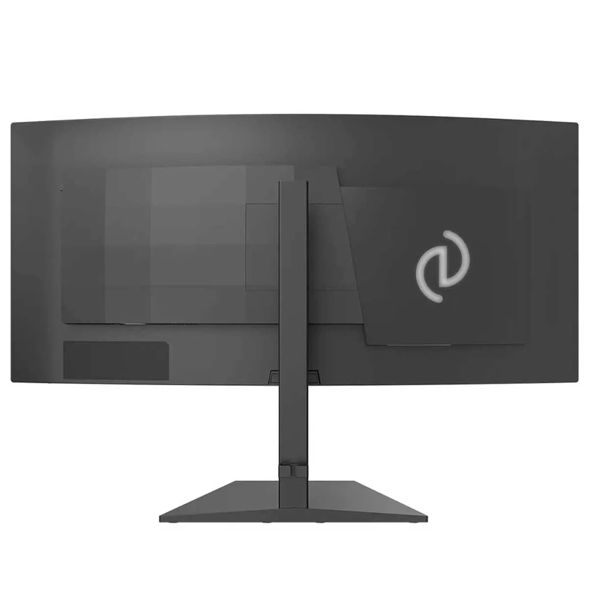 Traseira do Philips Evnia 36M4C5500P com o logótipo Evnia e a base