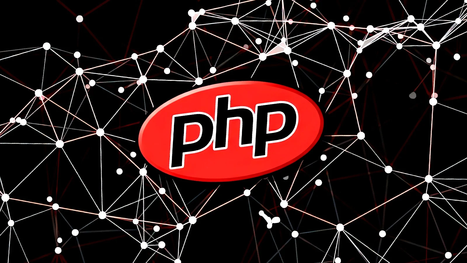 Logótipo do PHP sobre uma rede de ligações