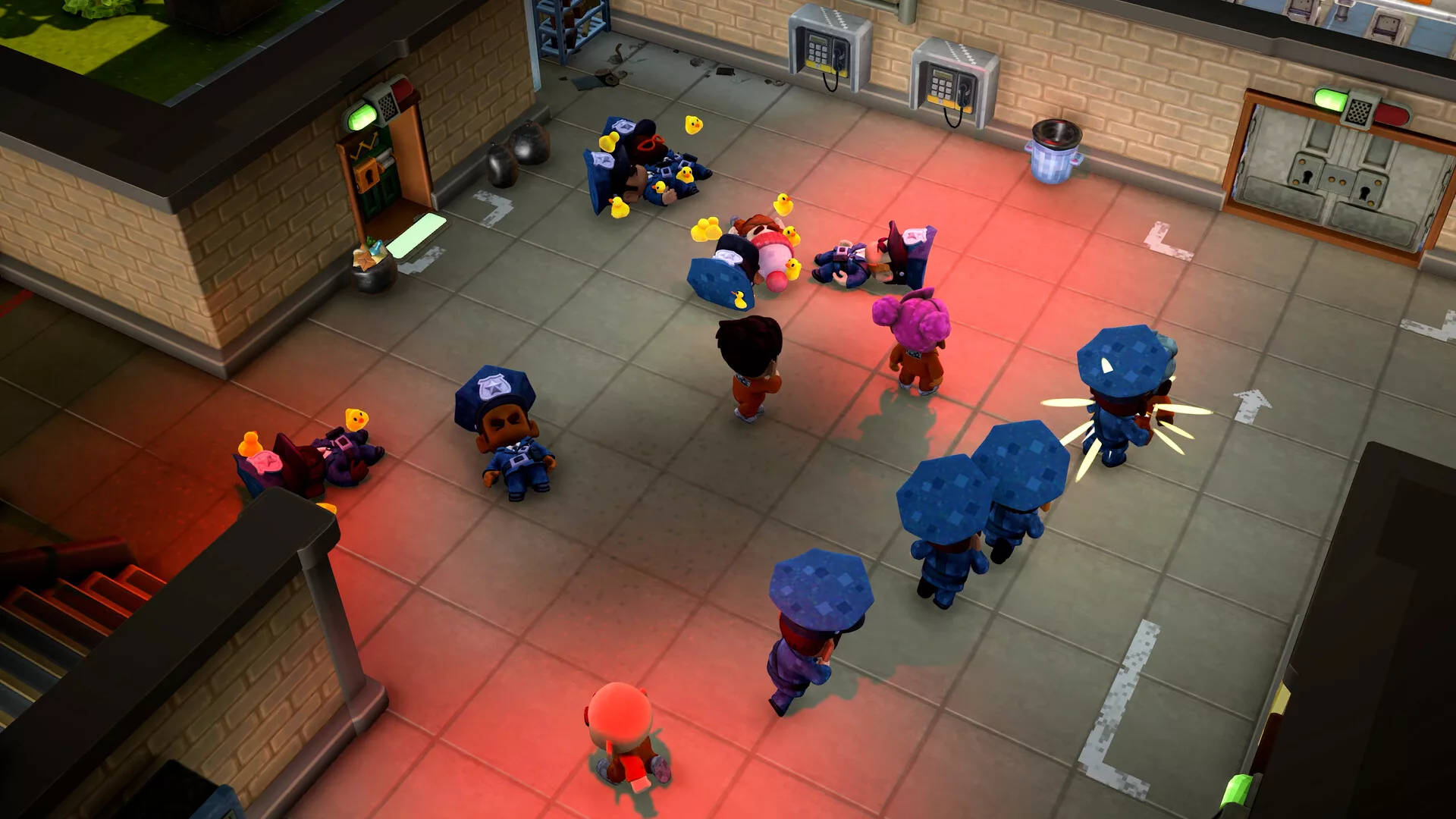 Confusão entre presos e guardas no pátio em The Escapists 3