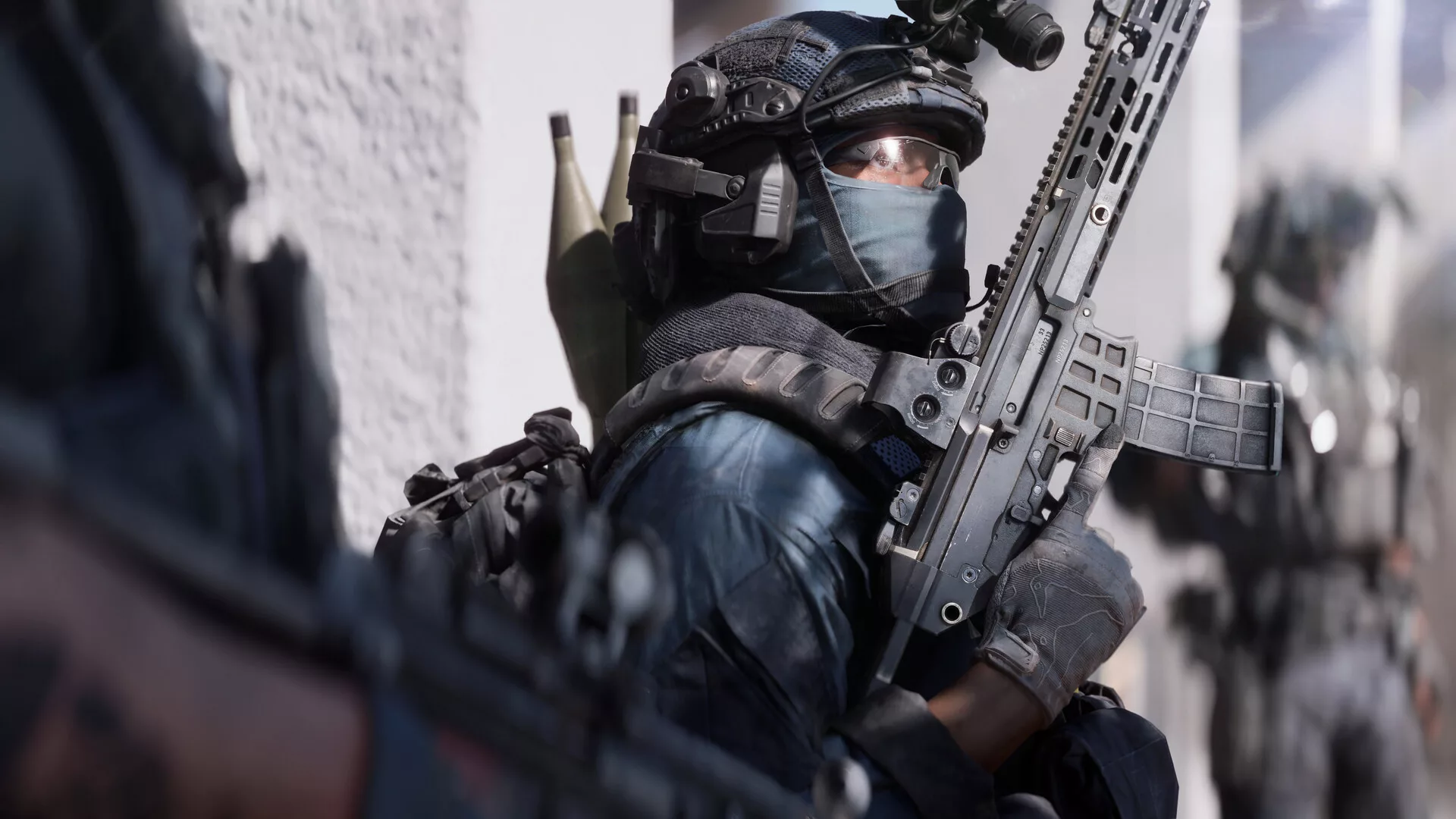 Soldado de arma apontada em Battlefield 6
