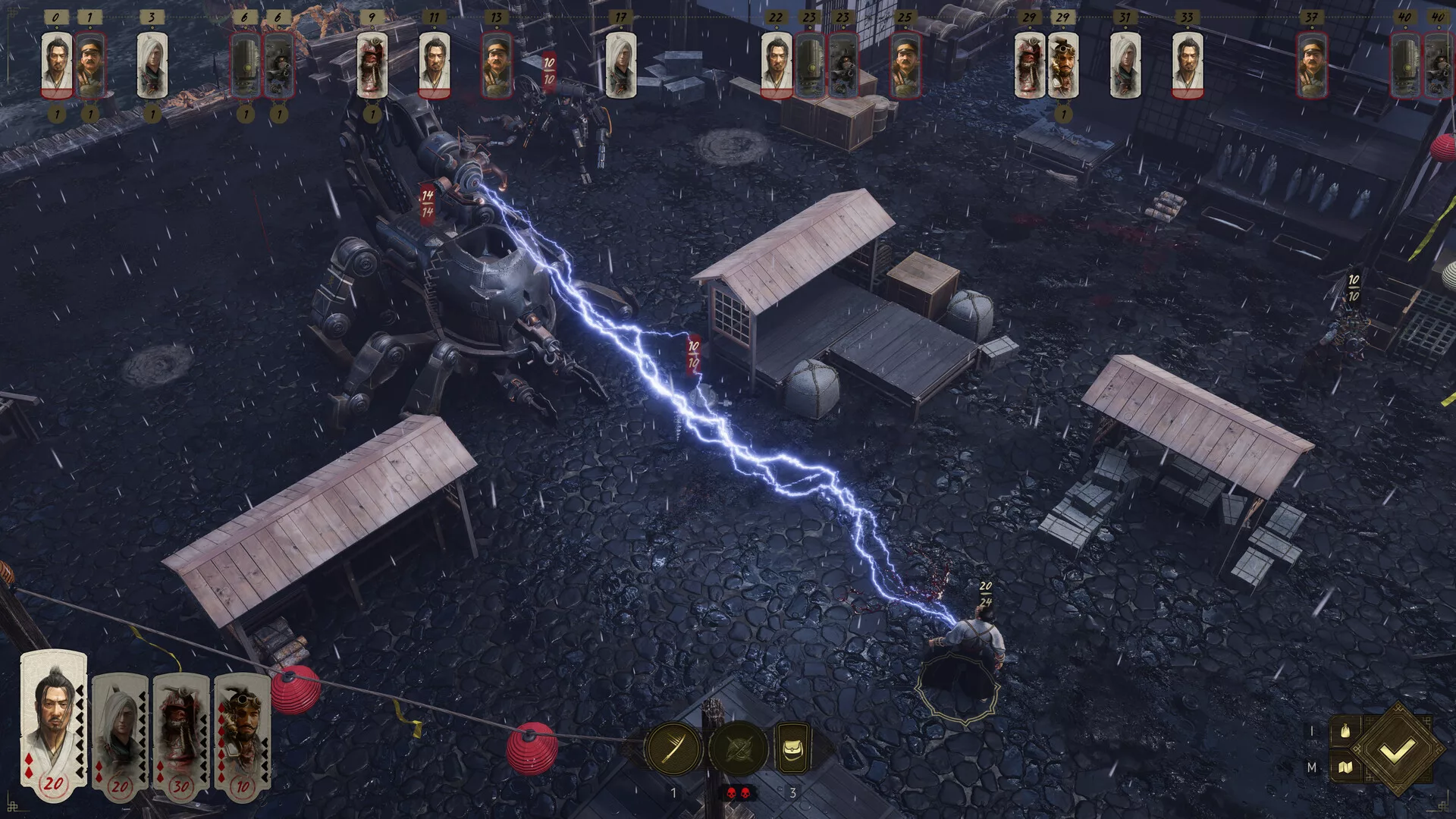 Combate por turnos contra uma criatura em Shadow of the Road