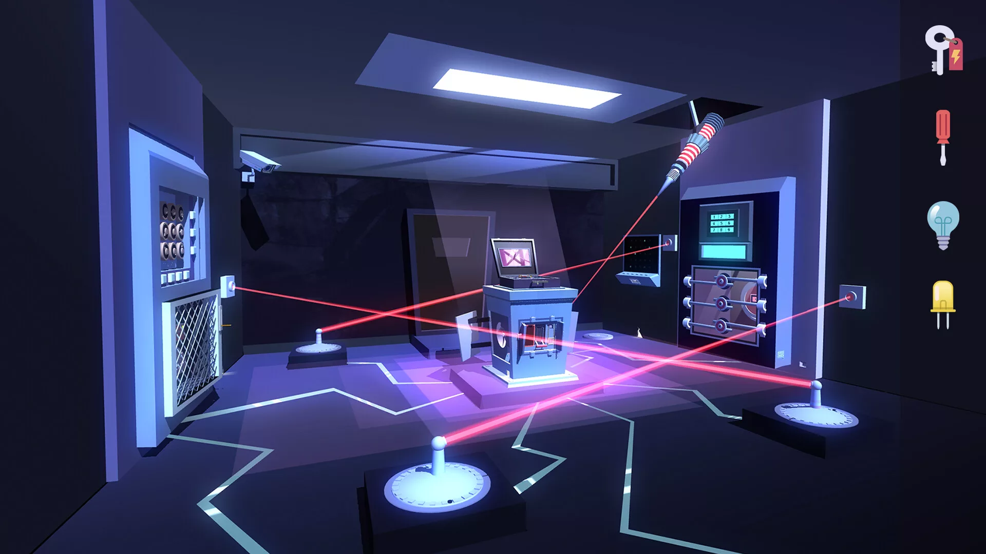 Uma sala cheia de lasers em Agent A: A Puzzle in Disguise
