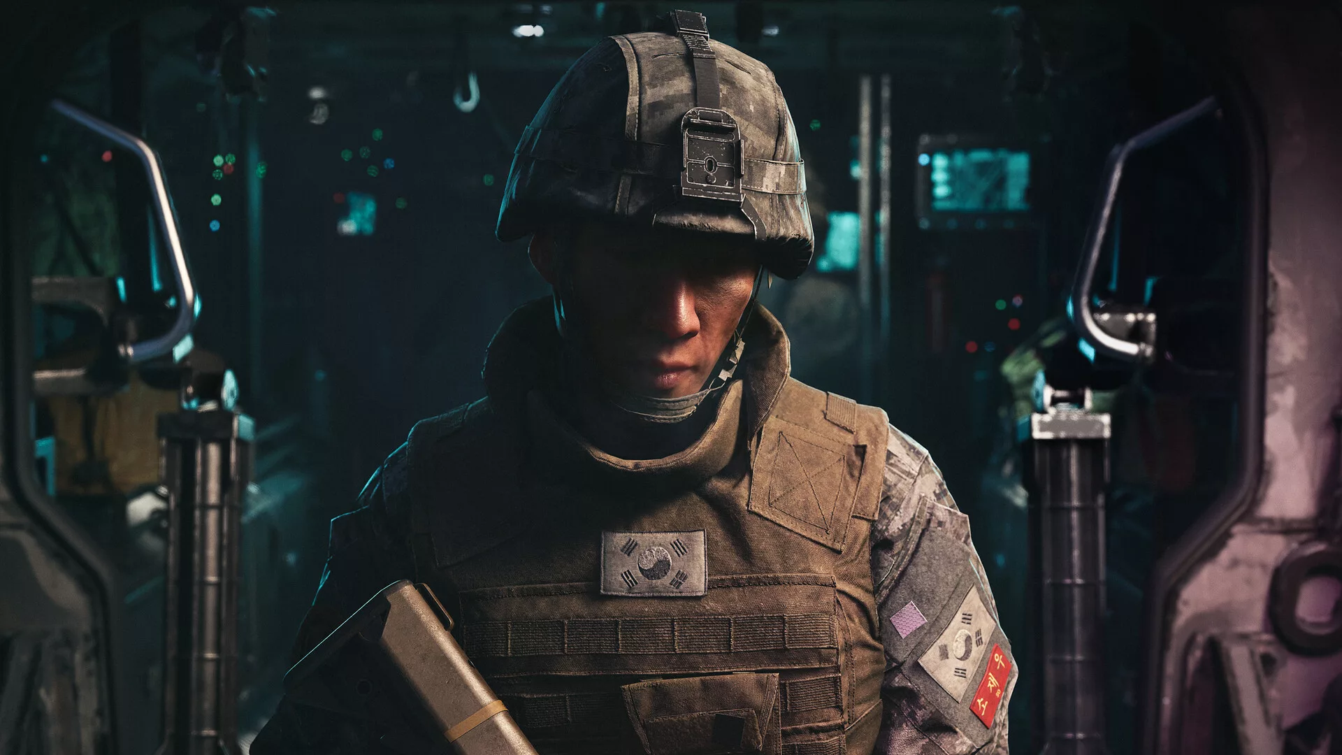 Soldado sul-coreano dentro de um veículo militar em Call of Duty: Modern Warfare 4