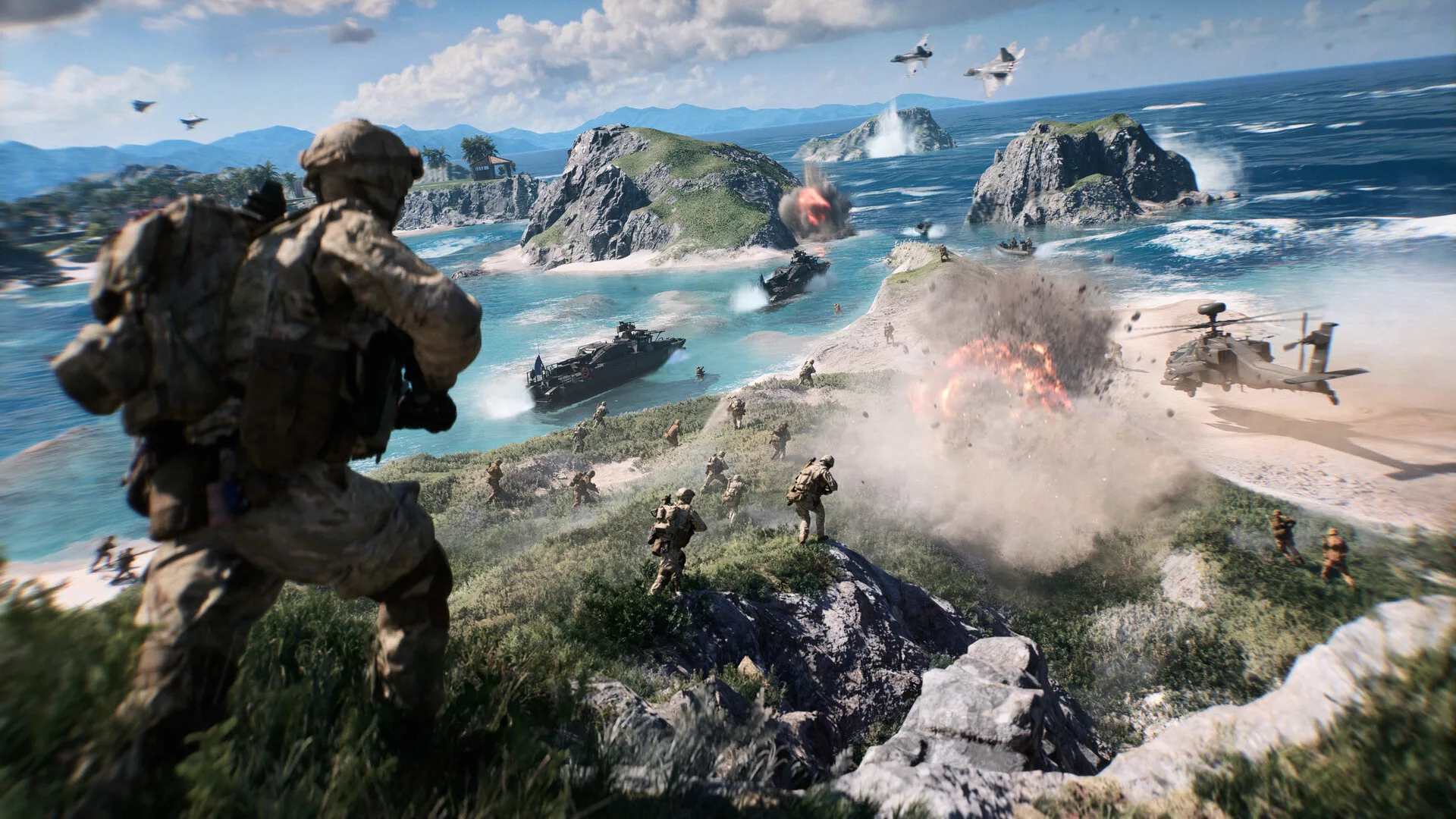 Batalha numa praia em Battlefield 6