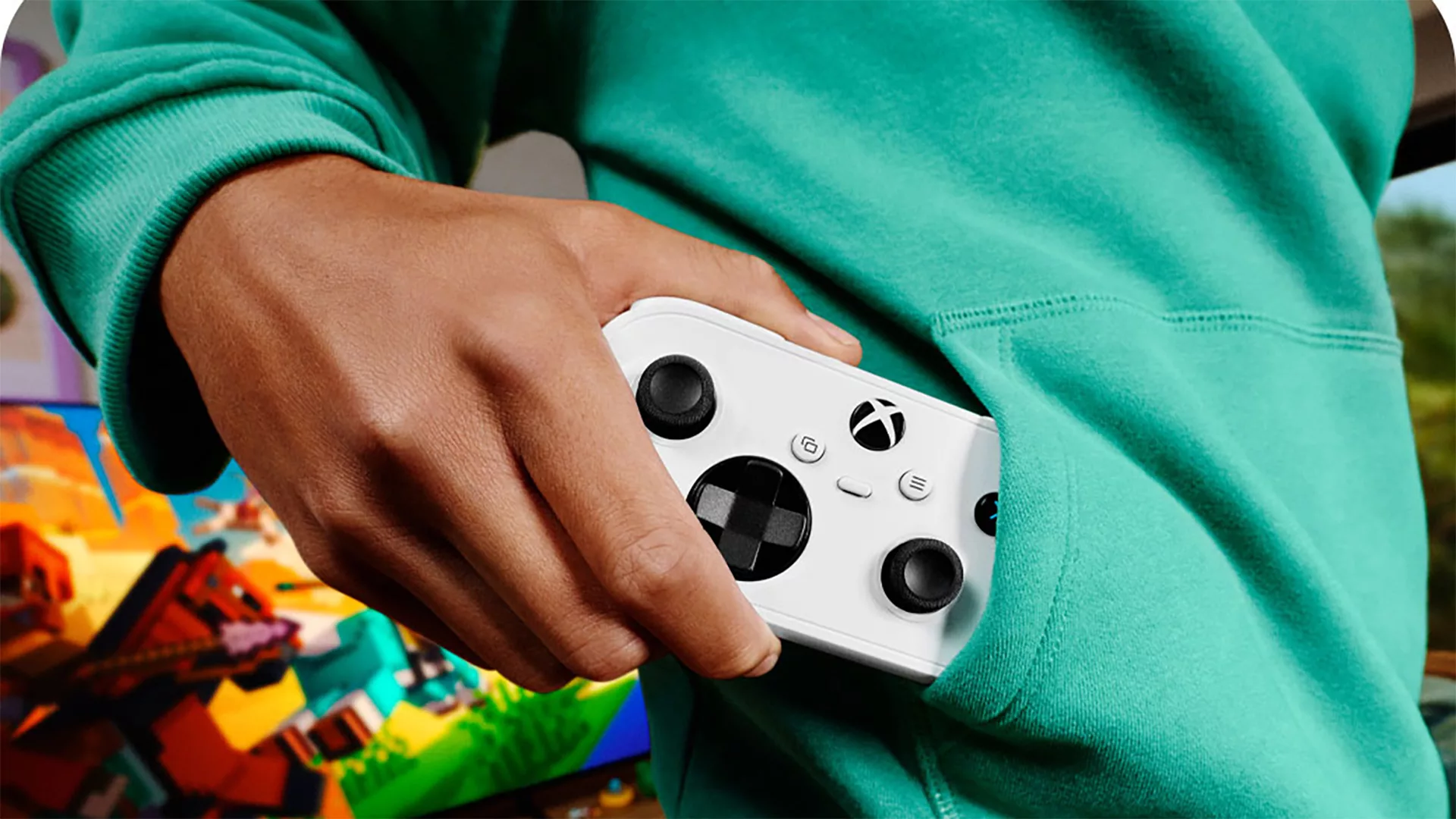 O Xbox Nano Controller em várias posições