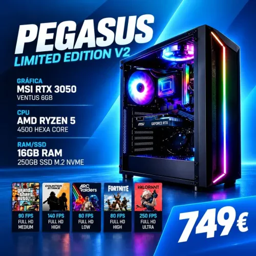 CHIP7 – Computador Gaming Amd Ryzen 5 4500 Nvidia Rtx 3050 Oc 6Gb 16Gb Ram