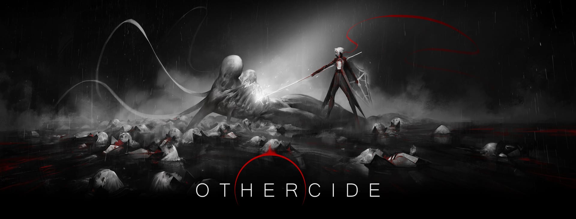 Othercide, jogo em preto e branco e tons em carmim